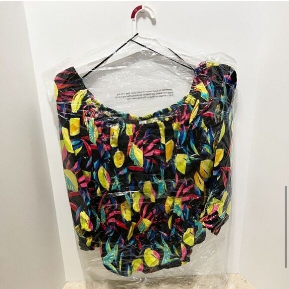 Tabitha Brown for Target NWT 1X Bardot Off the Shoulder Top Lemon Print - Picture 9 of 11